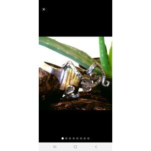 Silver antique fork bracelet labradorite